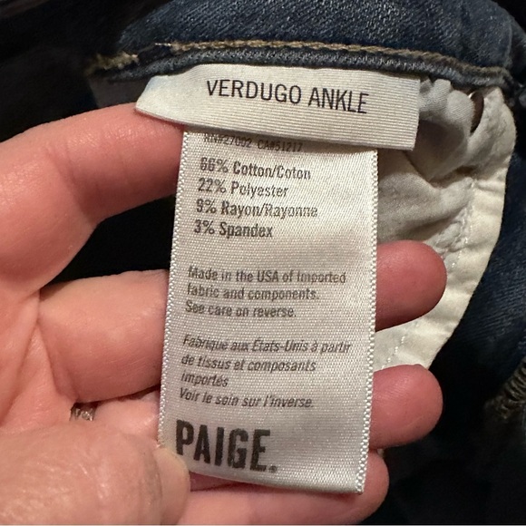 Paige Denim Verdugo Ankle Distressed Light Wash Denim Jeans Slim Leg Women's 29 - Picture 3 of 10